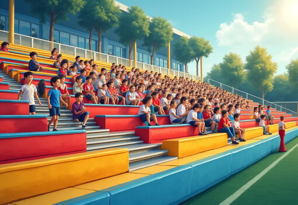 Bleacher sukan untuk acara sekolah rendah
